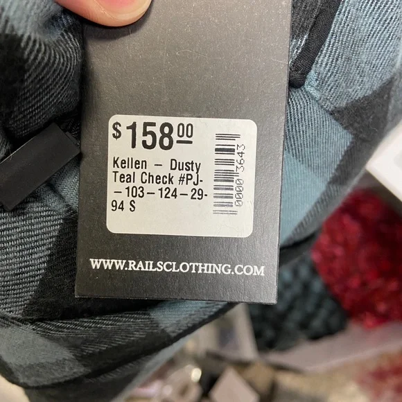 NWT Rails Kellen Pajama set in Dusty Teal Check - Picture 2 of 5